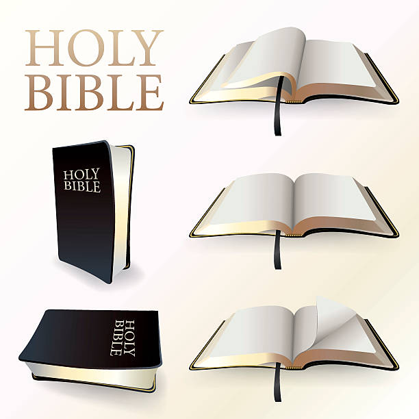 IVector llustration of Holy Bible An illustration of a Christian Holy BIble in various viewpoints and turned pages. Vector EPS 10. EPS file contains gradient mesh in dropshadows. bible open stock illustrations