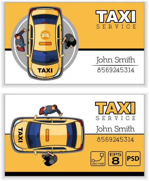 Vector illustration of Business card taxi