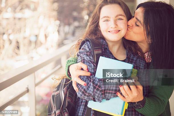 Happy Mother And Daughter With Books Stock Photo - Download Image Now - Back to School, Parent, 10-11 Years
