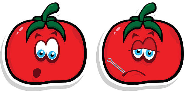 Malessere & sorpresa pomodori - illustrazione arte vettoriale