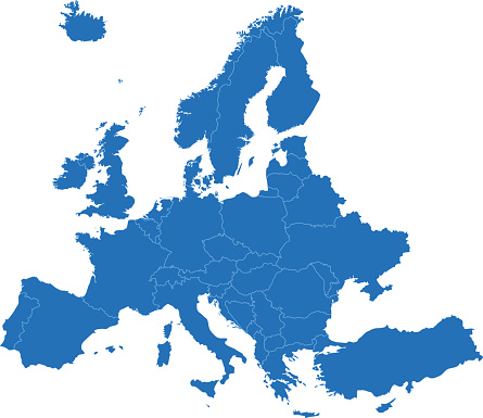 A blue Europe map. Hires JPEG (5000 x 5000 pixels) and EPS10 file included.