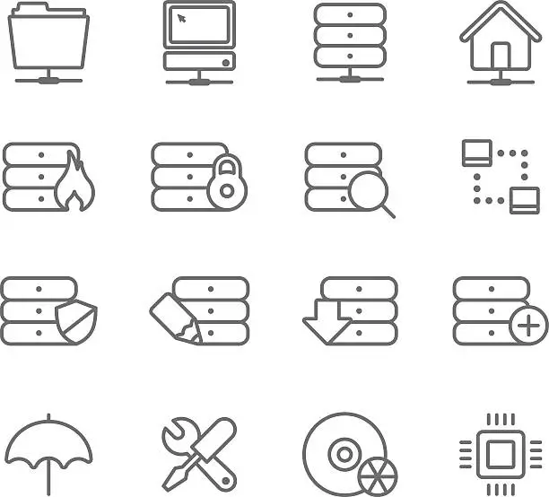 Vector illustration of Internet and Media Servers - Simple Icons