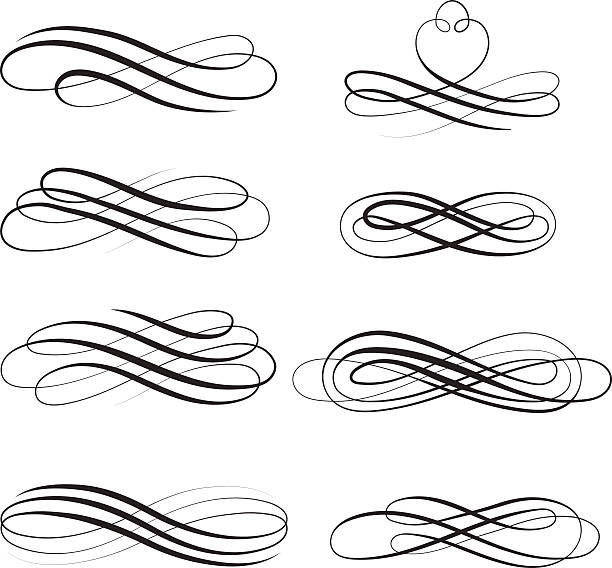 벡터 swirls - curled up decoration ornate design stock illustrations