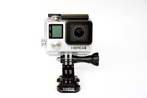Northampton,England- January 6, 2015: A gopro hero 4 black edition. Photographed against a pure white background. This gopro is the latest camera release from Gopro as of November 2014.