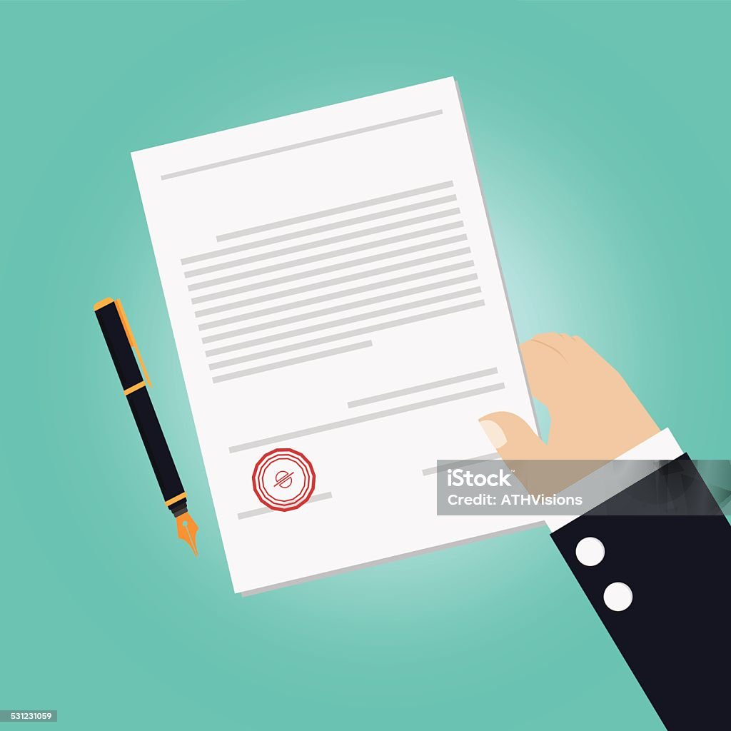 Vector of Hand making agreement for signing contract 2015 stock vector