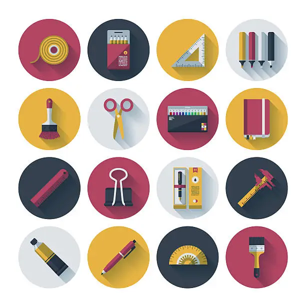 Vector illustration of Art Supplies Icon Set