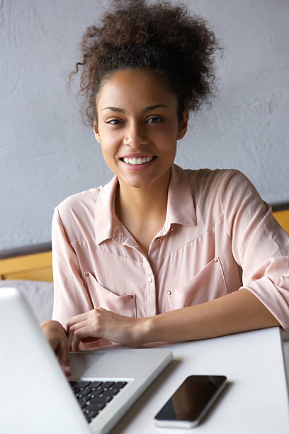 istock Young african american woman working on laptop 531237527