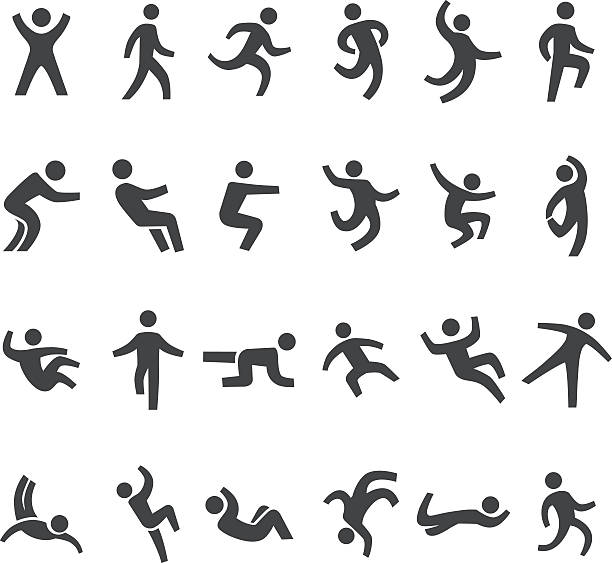 ilustraciones, imágenes clip art, dibujos animados e iconos de stock de acciones y movimientos iconos-serie grande - healthy lifestyle jumping people happiness