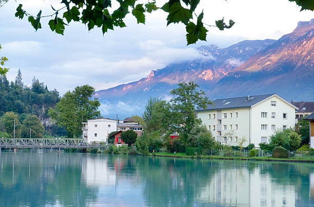 istock Landscape of Interlaken village with water reflection 531237944