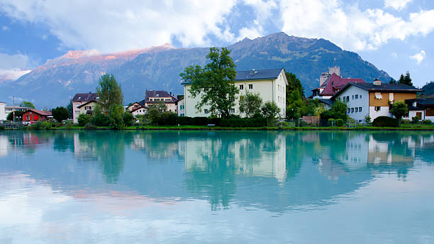 istock Landscape of Interlaken village with water reflection 531238028