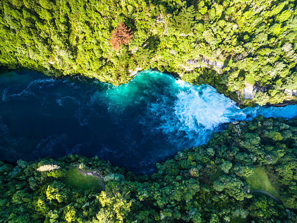 Huka Falls Aerial view of Huka Falls, Taupo / New Zealand waikato river stock pictures, royalty-free photos & images
