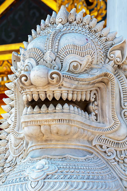 istock Sculpture head of a lion, Thailand 531238125