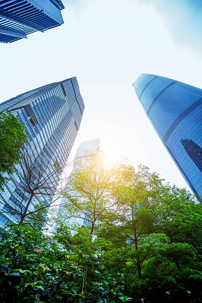 istock modern office building with green plant 531238168
