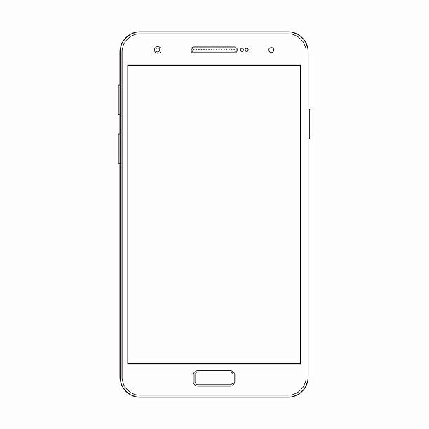 Vector smartphone outline template. Phone icon Smartphone outline template. Vector wireframe contour of modern smart phone, mobile phone, cellphone isolated on white background. Blank screen. Mobile device, gadget icon, symbol, sign silhouette of the wifi icon stock illustrations