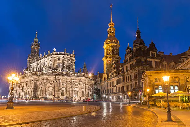 Image of dresden during blue hour.