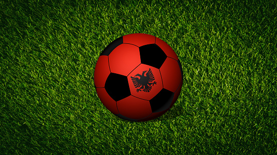 Football ball with flag of Albania.