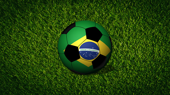 Football ball with flag of  Brazil
