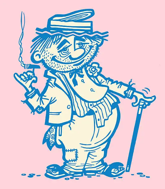 Vector illustration of Hobo Smoking