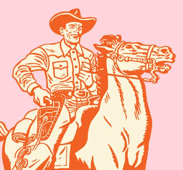 Vector illustration of Cowboy on Horse