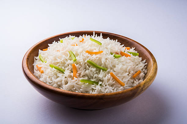 istock cooked white basmati rice with carrot and capsicum toppings 531243482