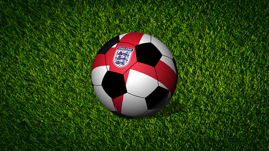Football ball with flag of  England.