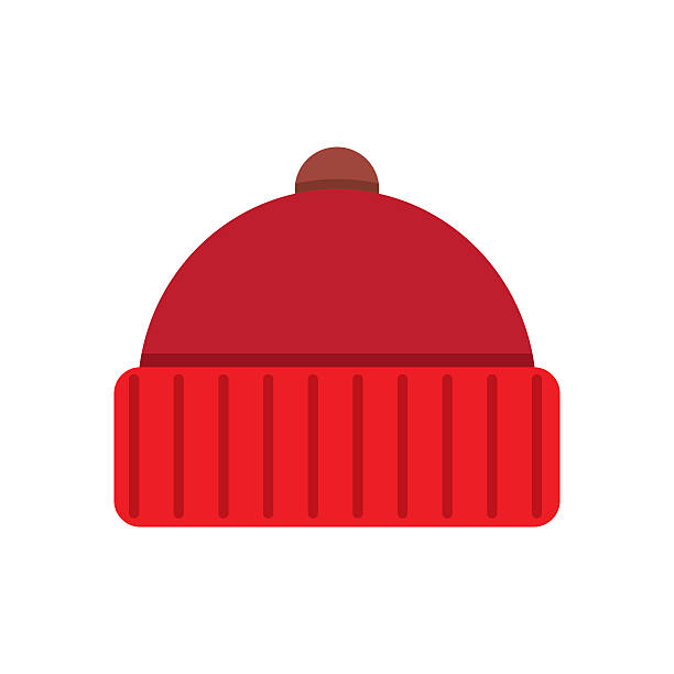 Knitted red cap Winter cap icon flat icon. vector illustration. Flat icon isolated on a white background river wear stock illustrations