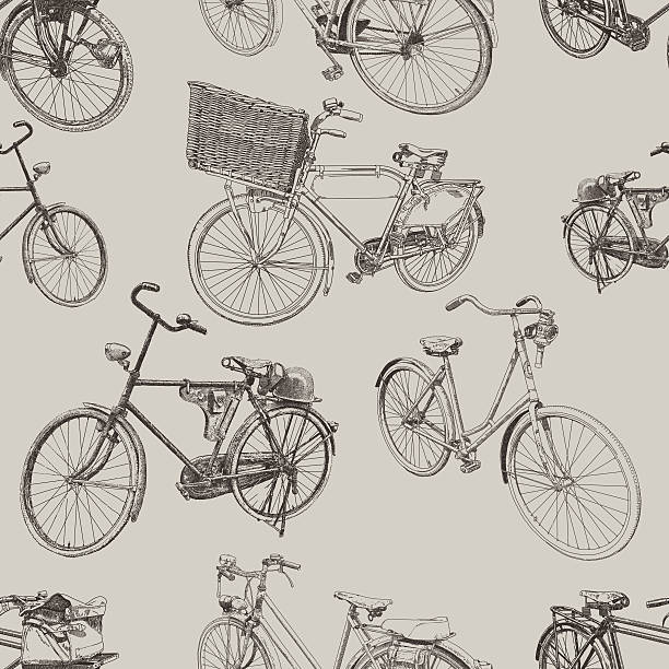 Bike Repeat Bike vector seamless repeat. All colors are layered and grouped separately. bicycle patterns stock illustrations
