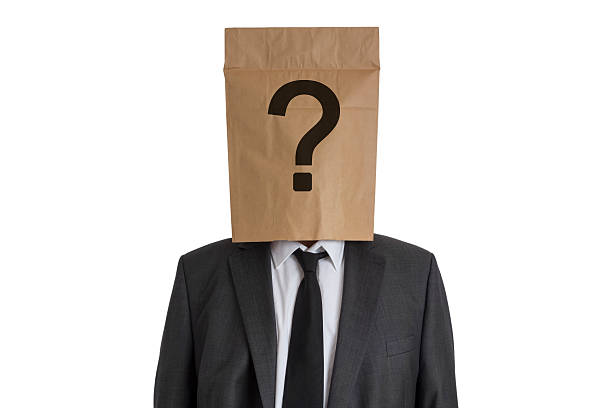 istock Man with Paper Bag with question mark on his head 531249999