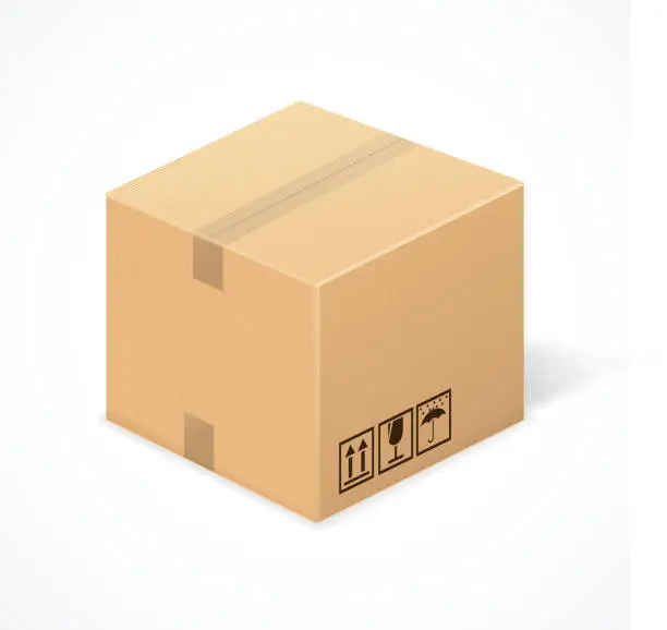 Vector illustration of Closed cardboard box, isolated on white