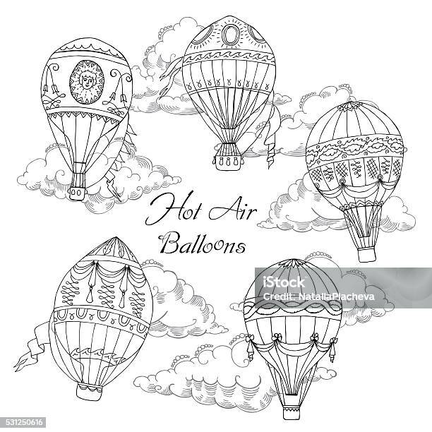 Background With Hot Air Balloons Stock Illustration - Download Image Now - Art, Art And Craft, Backgrounds