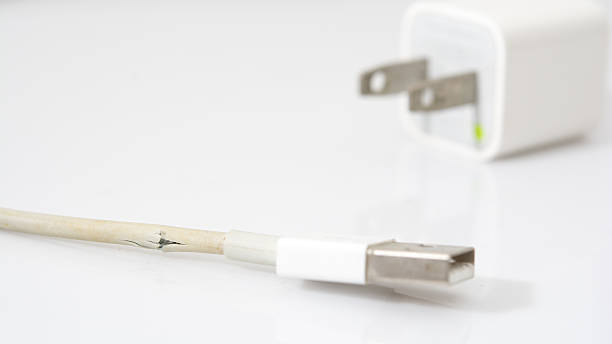 istock Closeup the Broken Charger Cable on white background 531251208