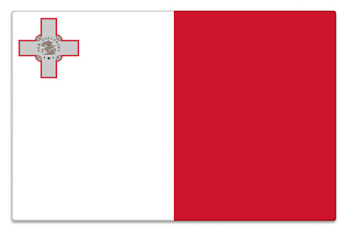 Gloss Maltese flag on white with subtle shadow.