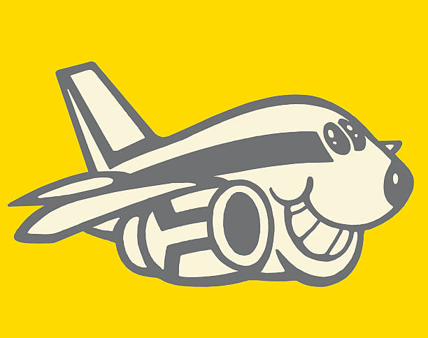 ilustrações de stock, clip art, desenhos animados e ícones de avião a sorrir - smiling aeroplane