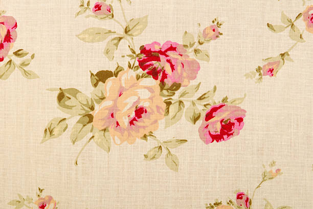 istock Cotton linen fabric texture with drawing flowers 531251723