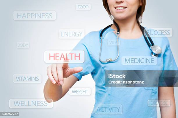 Health Touch Screen Concept Stock Photo - Download Image Now - Nurse, Virtual Reality, Healthcare And Medicine
