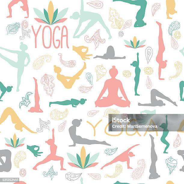 Yoga Pattern Stock Illustration - Download Image Now - 2015, Activity, Adult