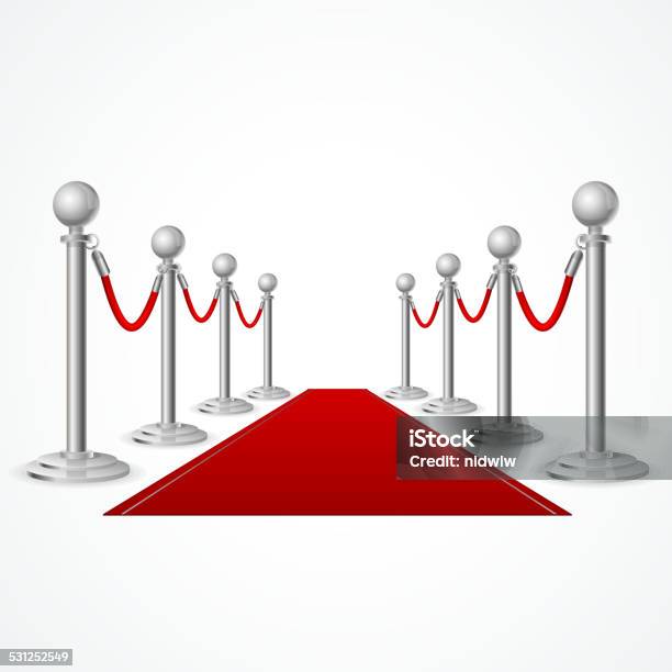 Vector Red Event Carpet Isolated On White Stock Illustration - Download Image Now - 2015, Arts Culture and Entertainment, Award