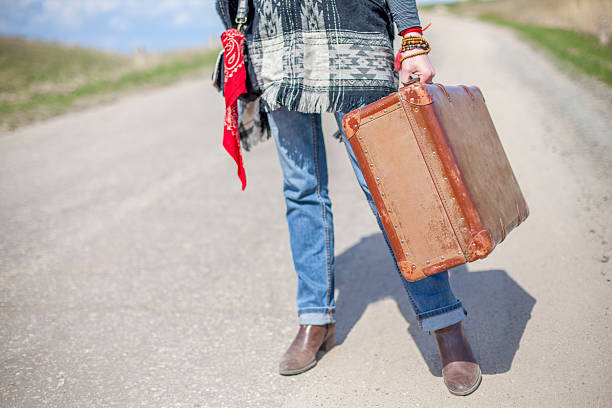 istock old brown suitcase stands on a desert road 531255982