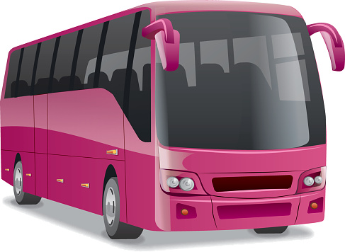 pink comfortable city bus