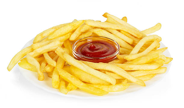 istock French fries with sauce isolated on white 531256240