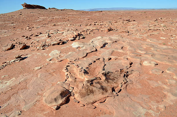 istock Sandstone landscape and alleged dinosaur footprint 531261419