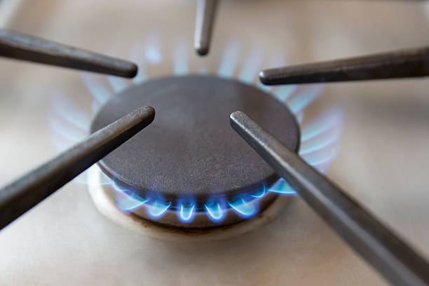 istock Blue flames from a gas stove burner 531262437