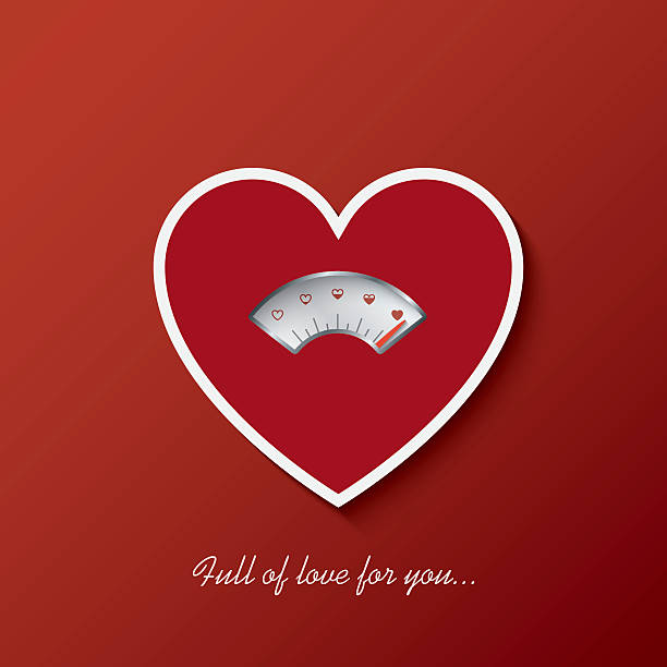 Valentine card with love gauge concept design on red background vector art illustration