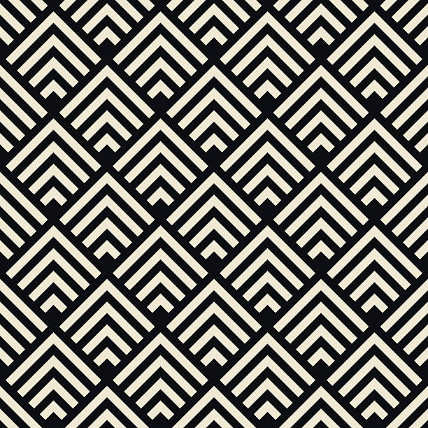 art deco czarny i biały tekstura płótna - two dimensional shape pattern black rhombus stock illustrations