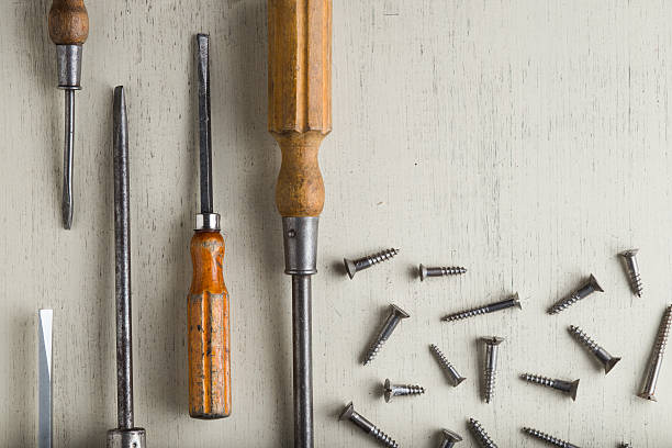 istock Construction tools set on wooden light background. Assortment assesories 531264950