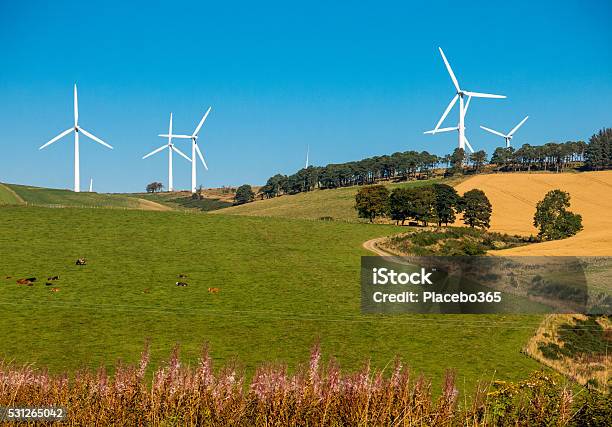 Wind Turbines Above Fields Huntly Aberdeenshire Uk Stock Photo - Download Image Now