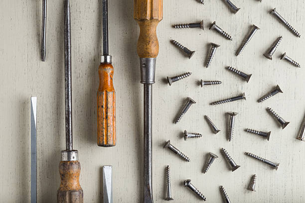 istock Construction tools set on wooden light background. Assortment assesories 531266096