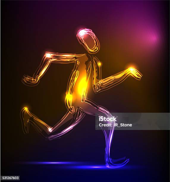 Neon Collection Running Man Stock Illustration - Download Image Now - Running, Star - Space, Star Shape