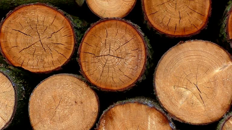 Pile of wood logs ready for winter