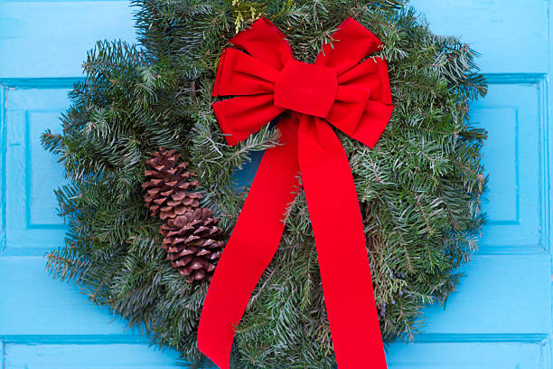 istock Christmas Wreath on Blue Door, Santa Fe 531276365